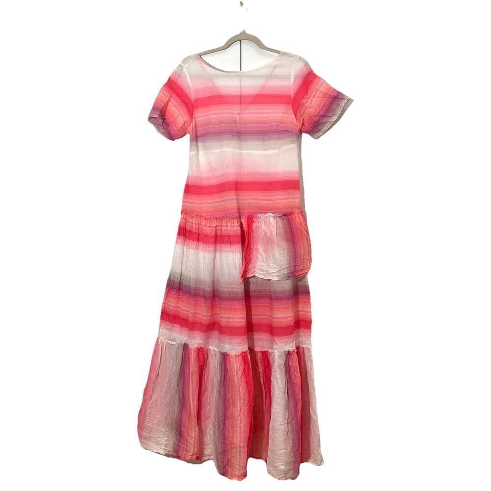 Lemlem Maxi Dress Size Small Tiered Beachy Boho Resort Short Sleeve